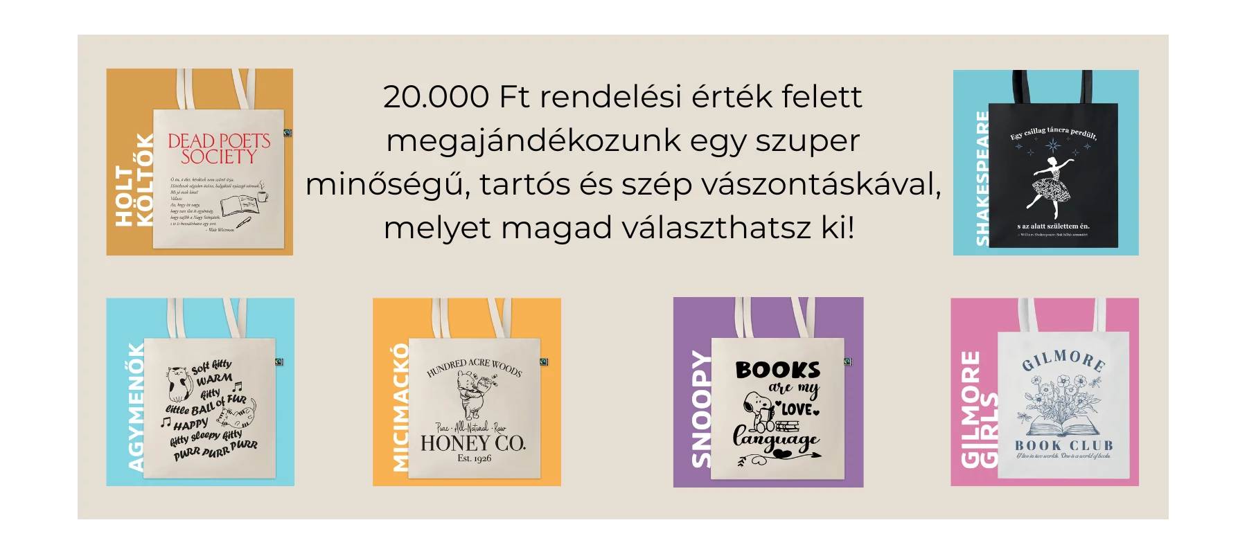 20.000 Ft felett ajándék vászontáska!