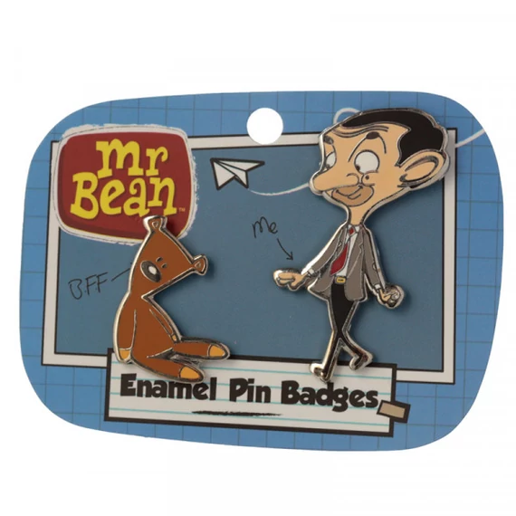 Mr. Bean és Teddy fém jelvény, kitűző 